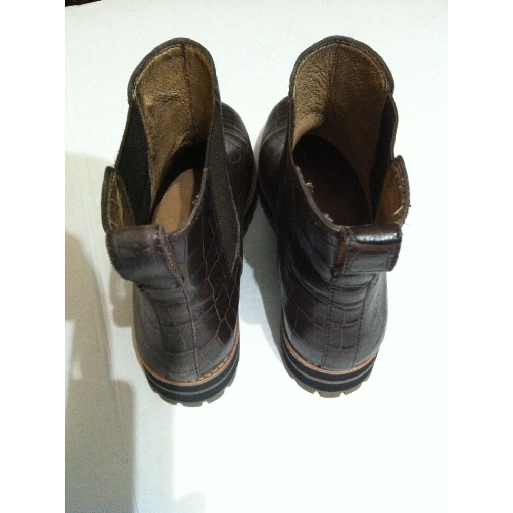 MADEWELL WOMEN'S IVY CHELSEA BROWN LEATHER CROC EMBOSSED ANKLE BOOTS SIZE: 8 - Picture 8 of 10